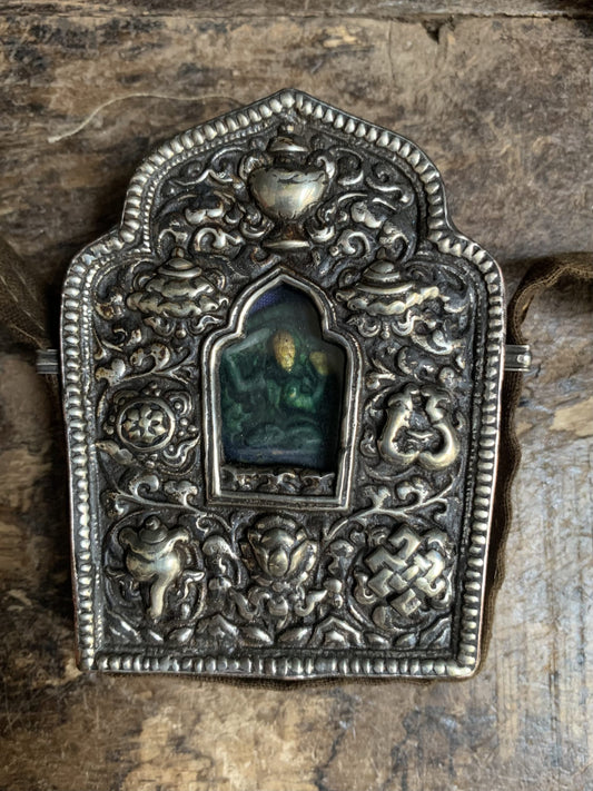 Tibetan Ghau (travel altar) from Nepal - silver