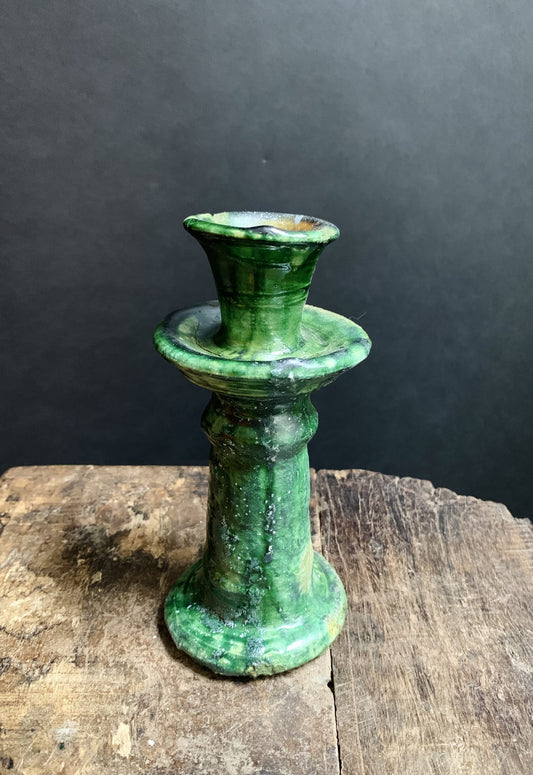 Tamegroute candlestick from Morocco green (17 cm)