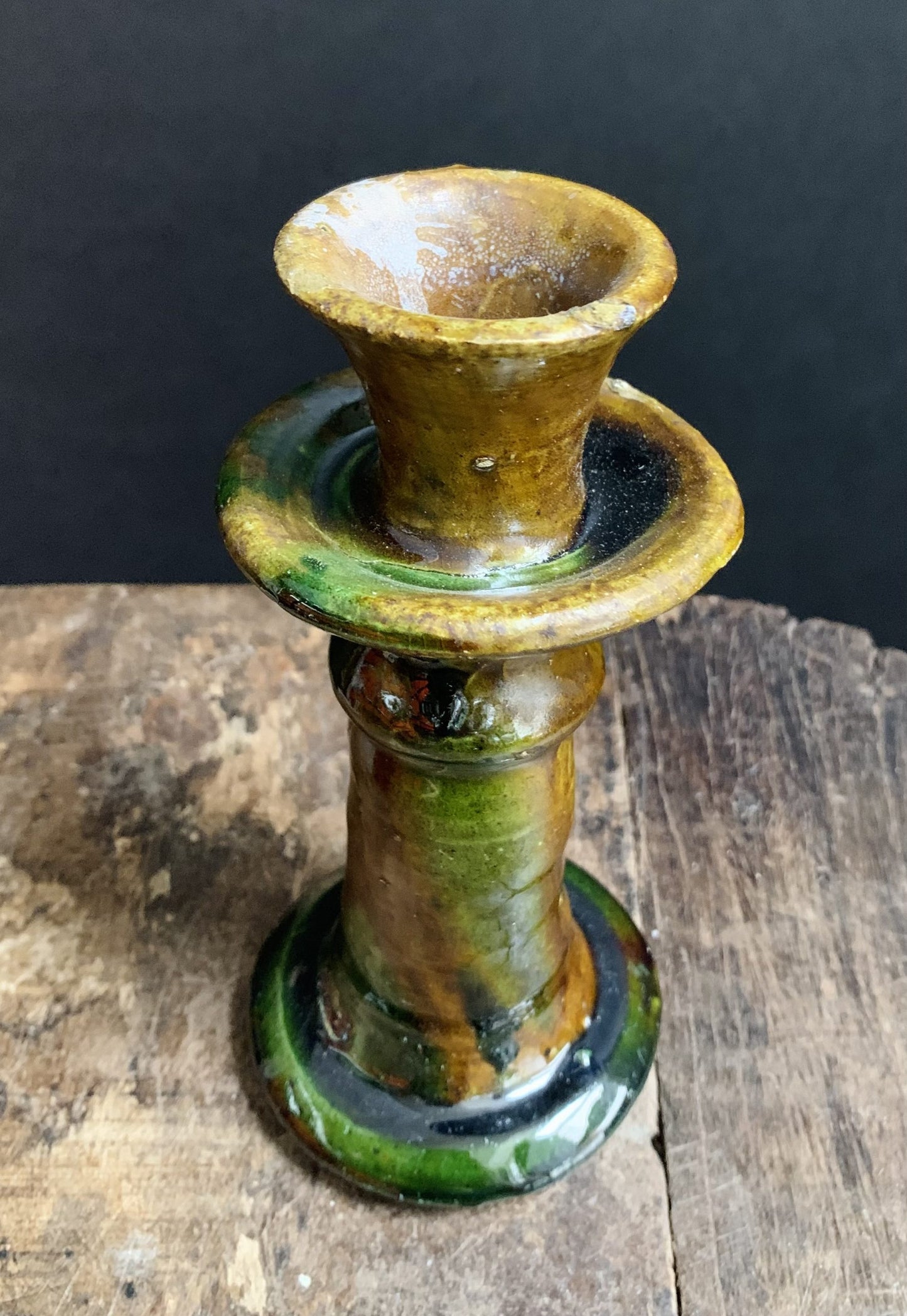 Tamegroute candlestick from Morocco ochre (17 cm)