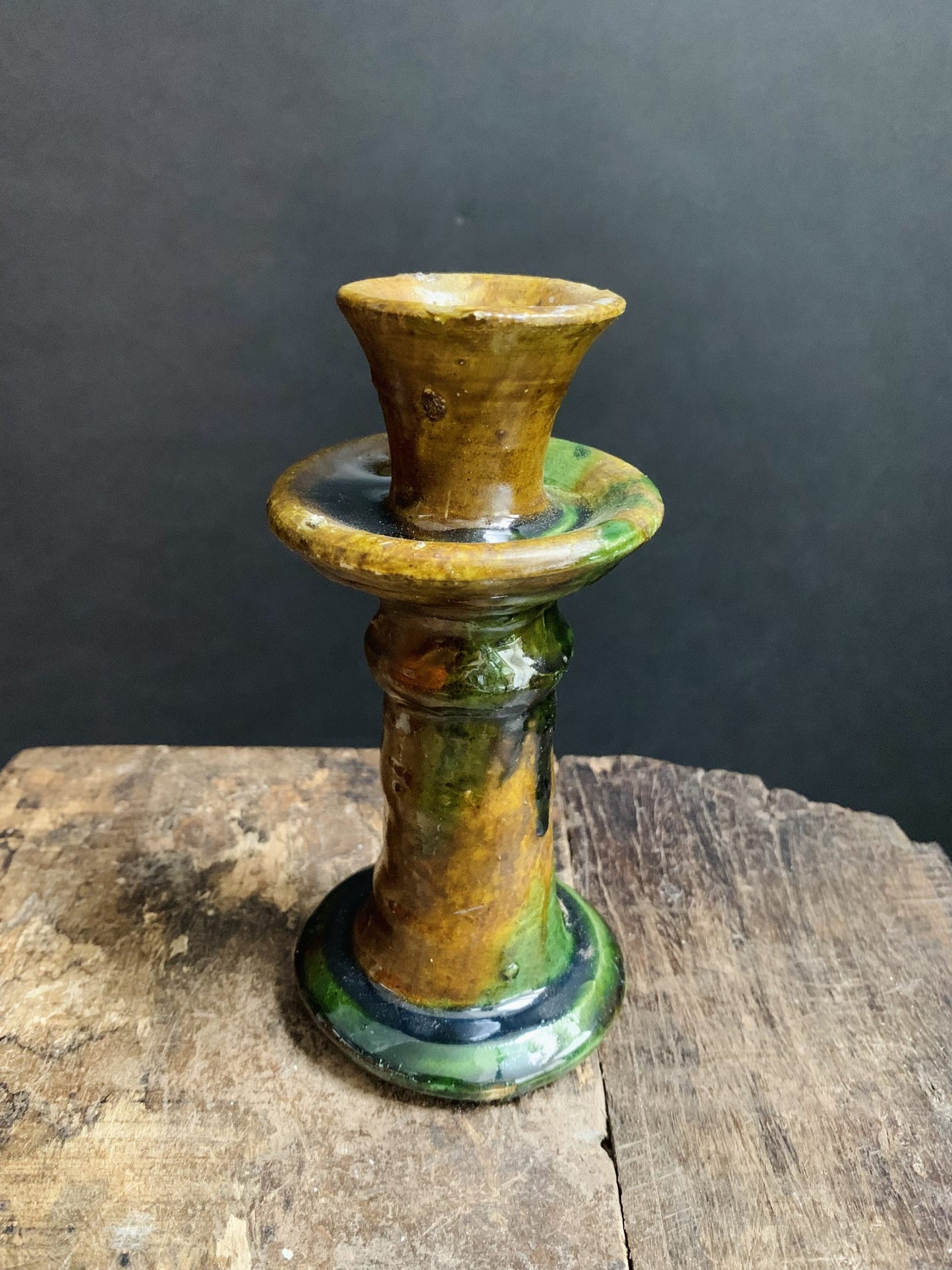 Tamegroute candlestick from Morocco ochre (17 cm)