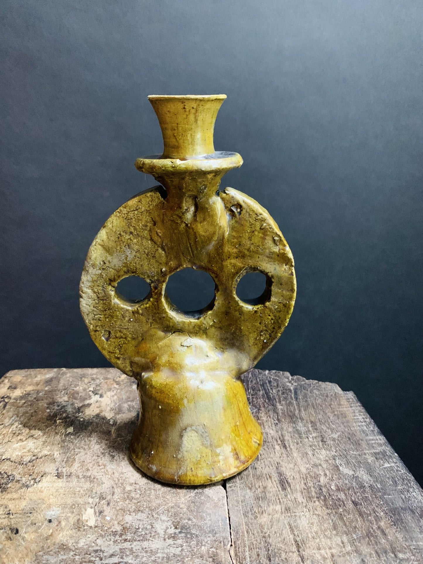 Tamegroute candlestick from Morocco ochre - planets