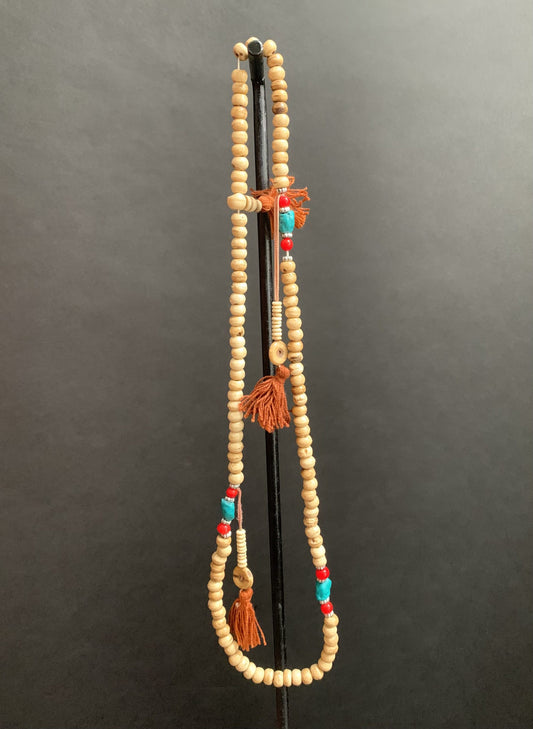 Mala necklace of yak bone and howlite