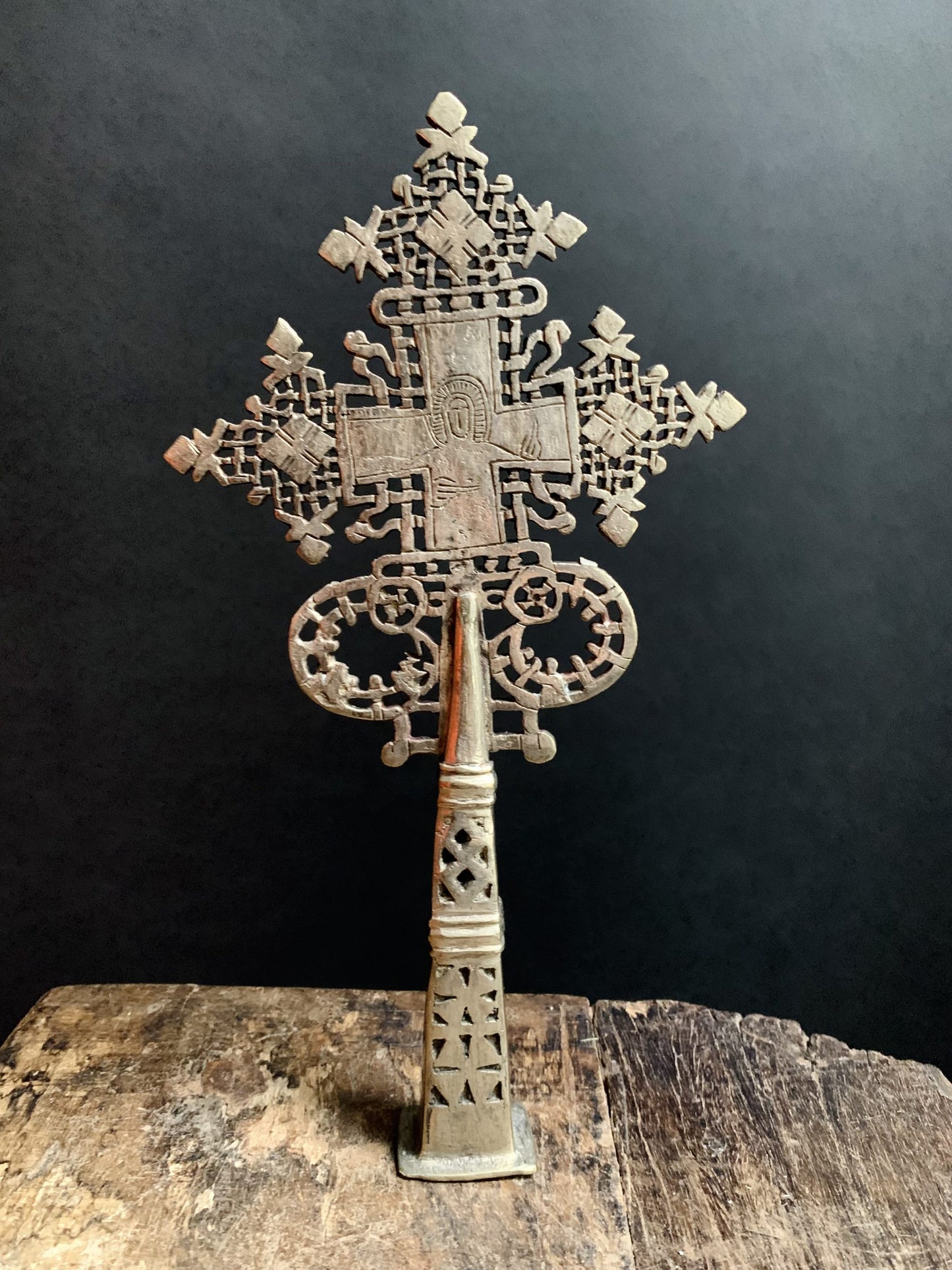 Coptic processional cross with Christ from Ethiopia