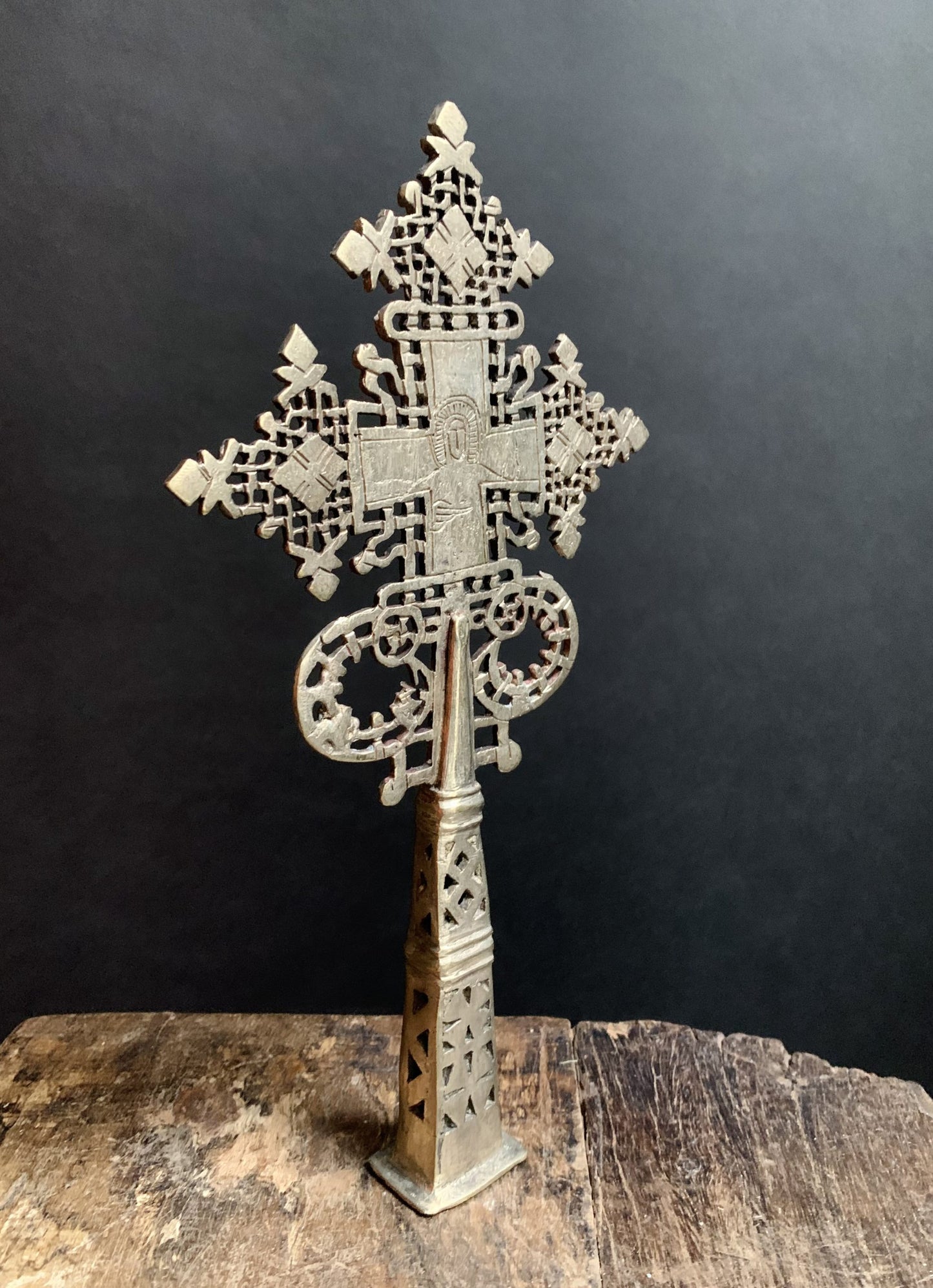 Coptic processional cross with Christ from Ethiopia