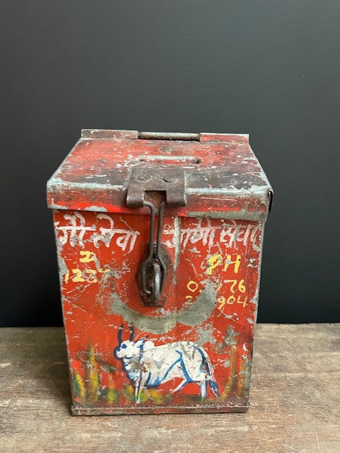 Vintage Nandi donation box from India