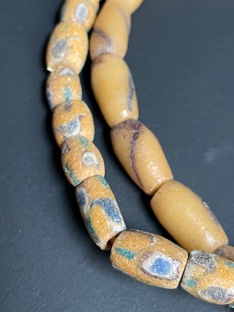 Vintage tradebeads necklace from Ghana yellow brown