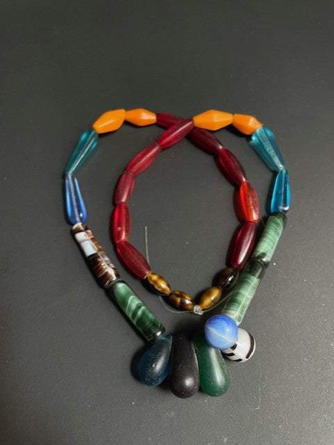 Vintage handelskralen ketting uit Ghana multicolor glaskralen