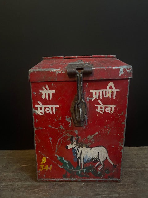 Vintage Nandi donation box from India