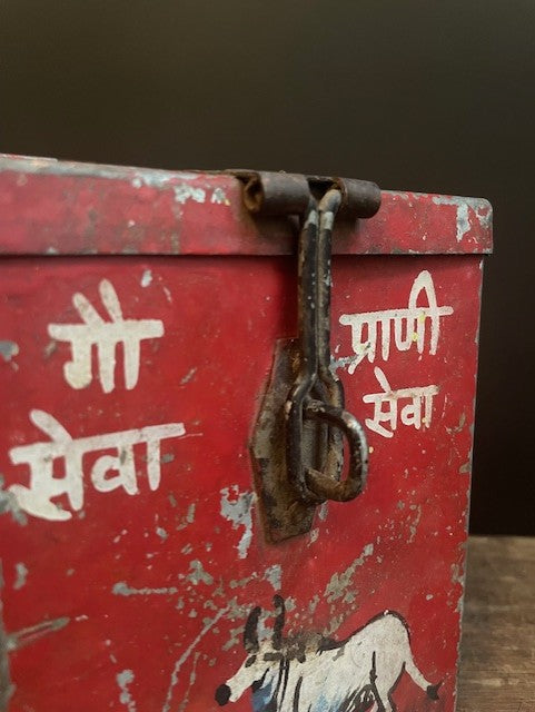 Vintage Nandi donation box from India