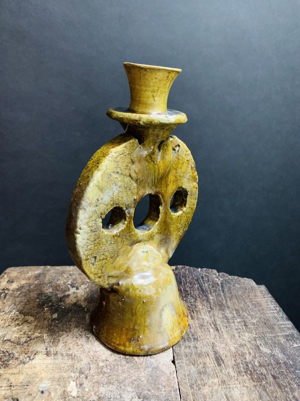 Tamegroute candlestick from Morocco ochre - planets