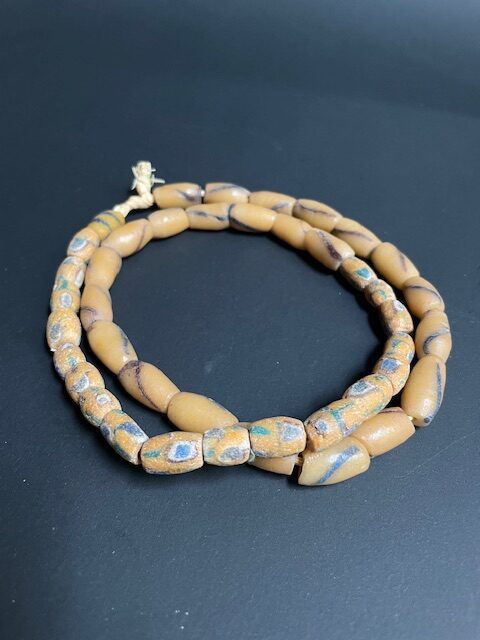 Vintage tradebeads necklace from Ghana yellow brown