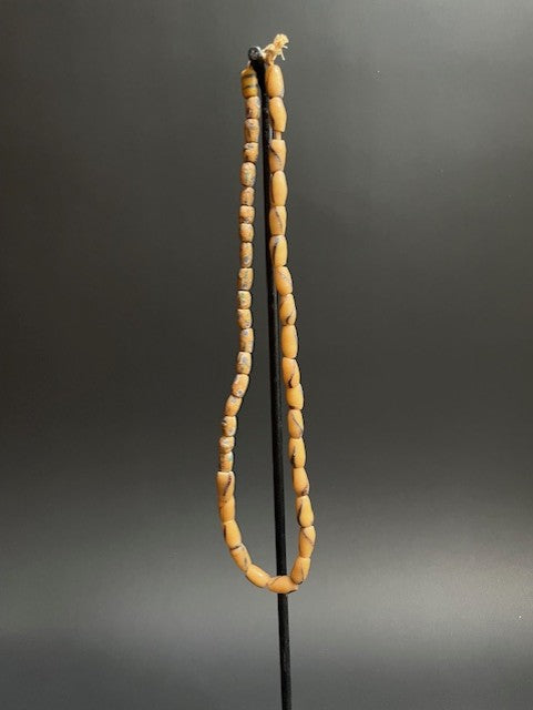 Vintage tradebeads necklace from Ghana yellow brown