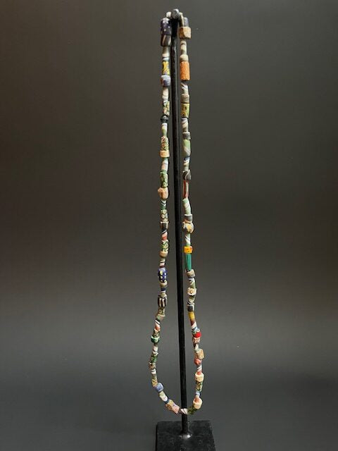 Vintage tradebeads necklace from Ghana mix striped and millefiori 