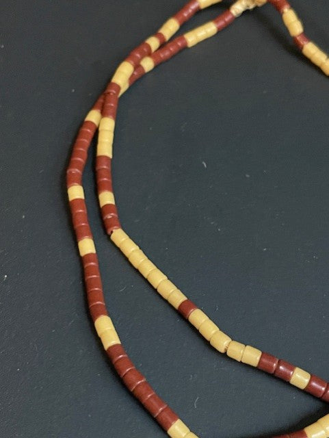 Vintage trade beads necklace from Ghana brown-yellow 