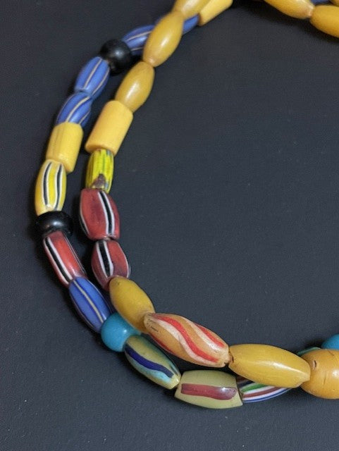 Vintage trade beads necklace from Ghana color mix 