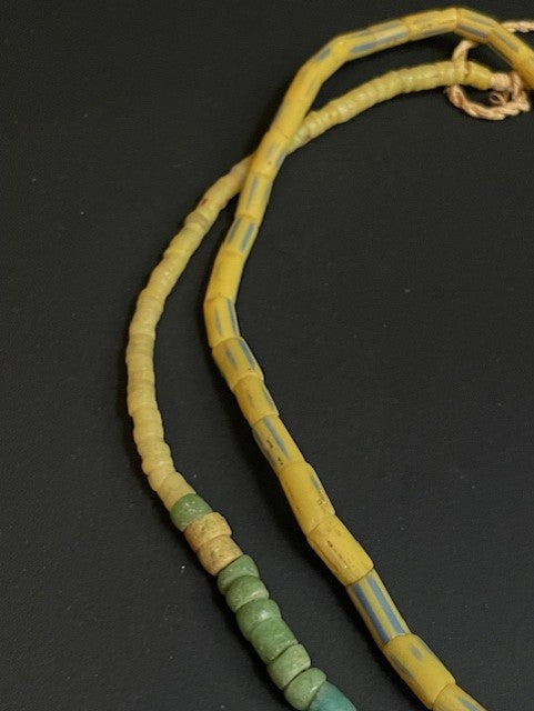 Vintage trade bead necklace from Ghana yellow 