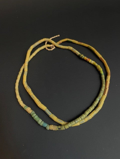 Vintage trade bead necklace from Ghana yellow 