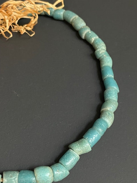 Vintage trade beads string from Ghana blue 