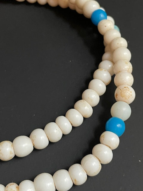 Vintage trade beads necklace from Ghana white 