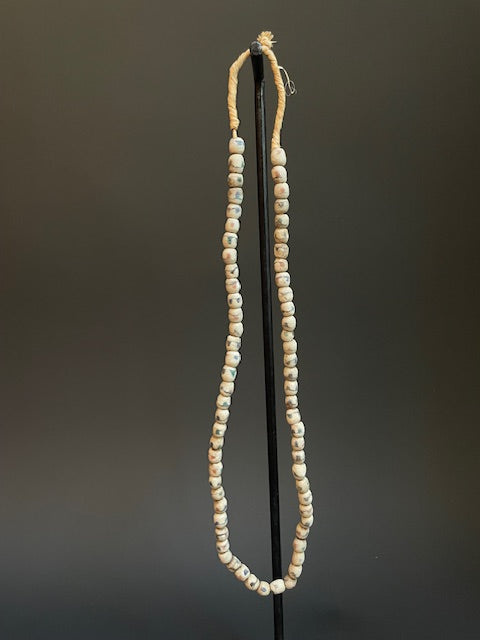 Vintage trade bead necklace from Ghana white dots 