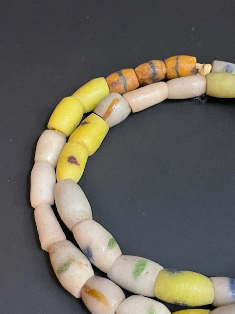 Vintage trade beads necklace from Ghana white mix 