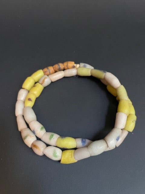 Vintage trade beads necklace from Ghana white mix 