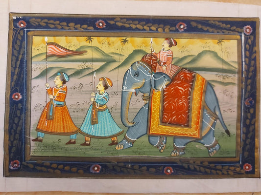 Silk painting from India - Hunting scene